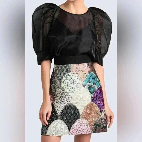 DOLCE & GABBANA JACQUARD PATCHWORK A-LINE MINI SKIRT 38 XS 2 0 MULTICOLOR $1490 - Picture 3 of 16